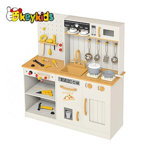 2024 New design 2 in 1 combine workbench wooden toy kitchen set for kids ages 3+ W10C826